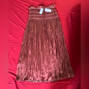 Chelsea & Theodore Rust Pleated Maxi  Skirt